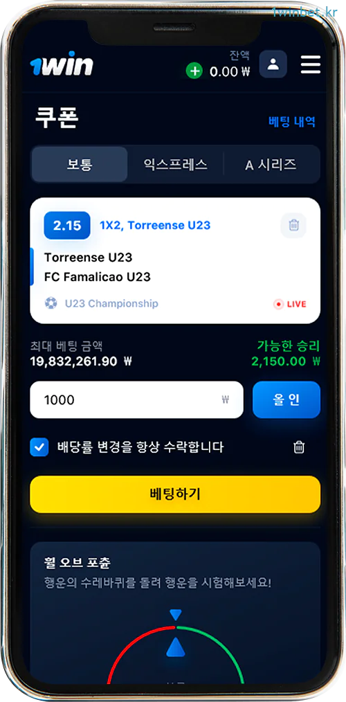 1Win 앱에서 베팅할 수 있는 쿠폰