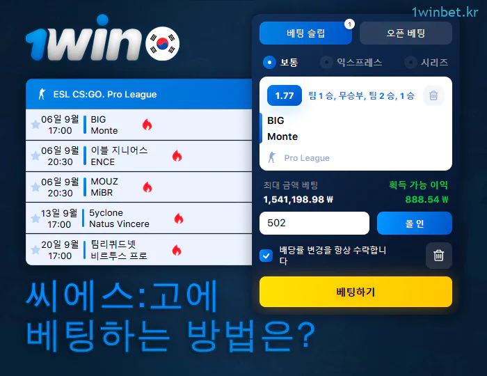 1Win 웹사이트에서 CS:GO에 베팅하는 방법