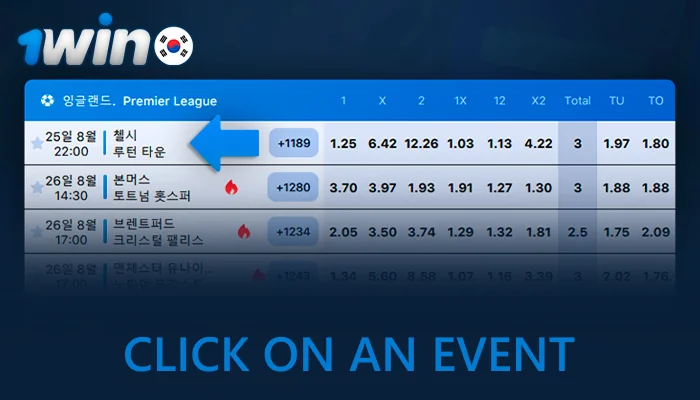 Select the event at 1win